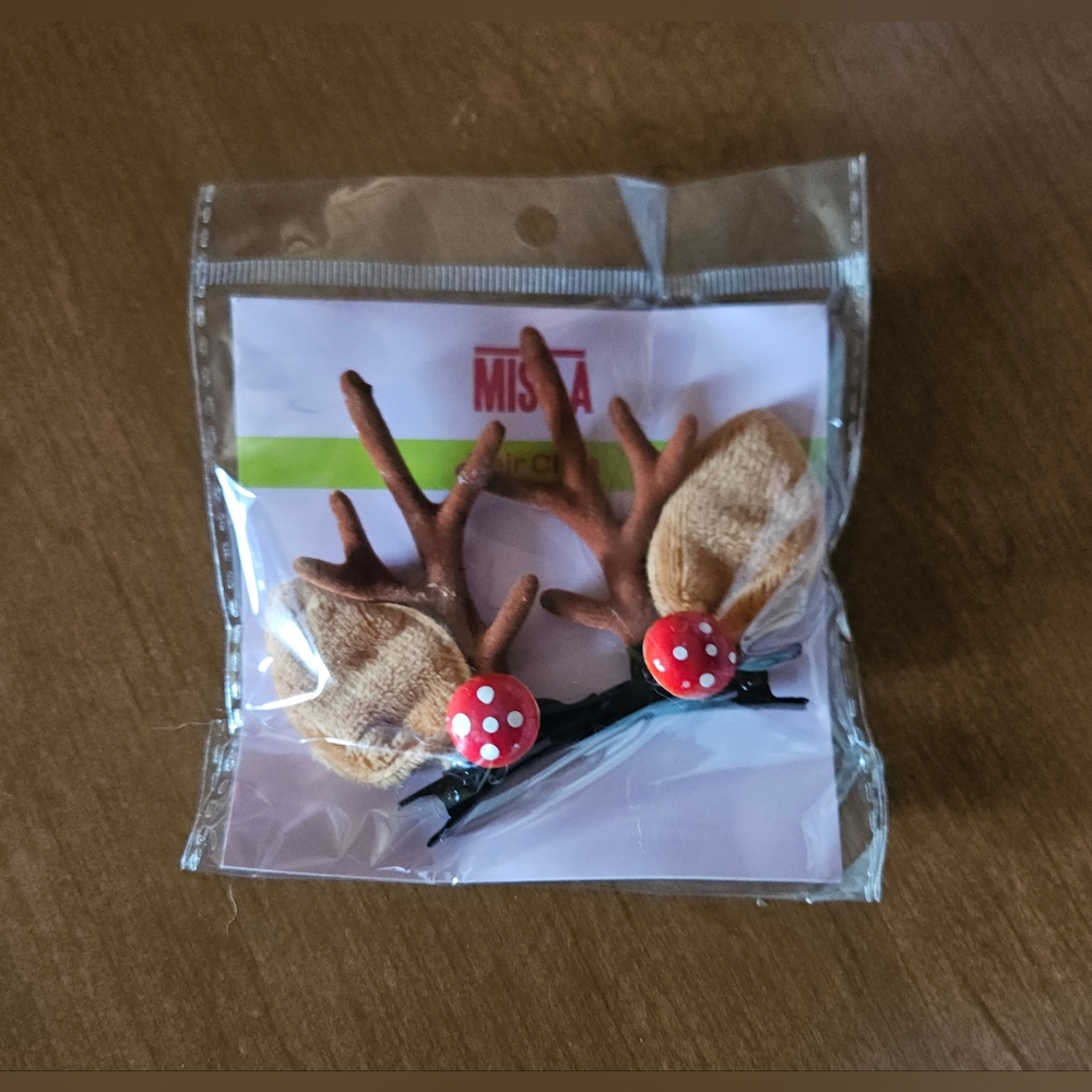 Christmas Hair Clips - Reindeer Antler Hair Clips BNIB